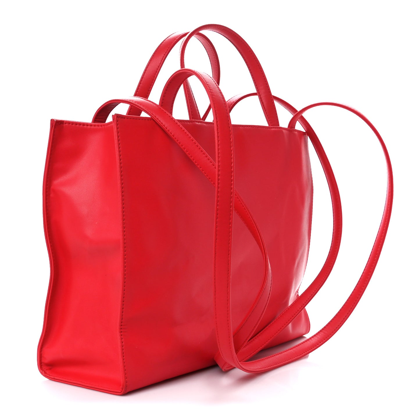 Vegan Leather Medium Shopping Bag Red