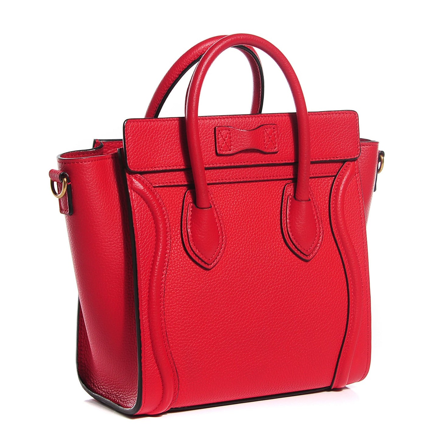 Drummed Calfskin Nano Luggage Coquelicot