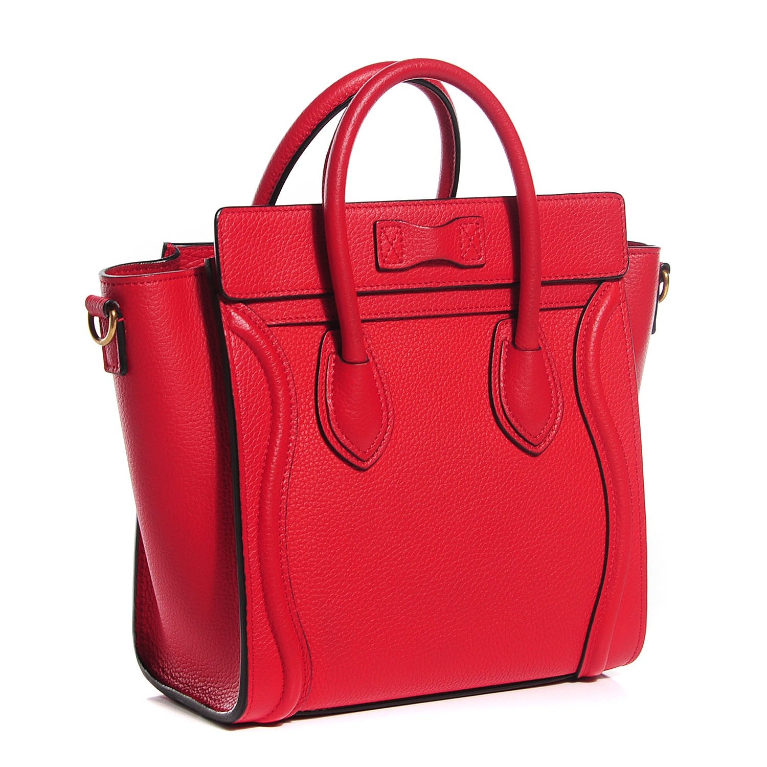 Celine Drummed Calfskin Nano Luggage Coquelicot 3 of 8