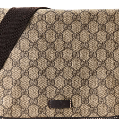 Gucci GG Plus Monogram Medium Double Buckle Flap Messenger Bag Beige Dark Brown 8 of 10