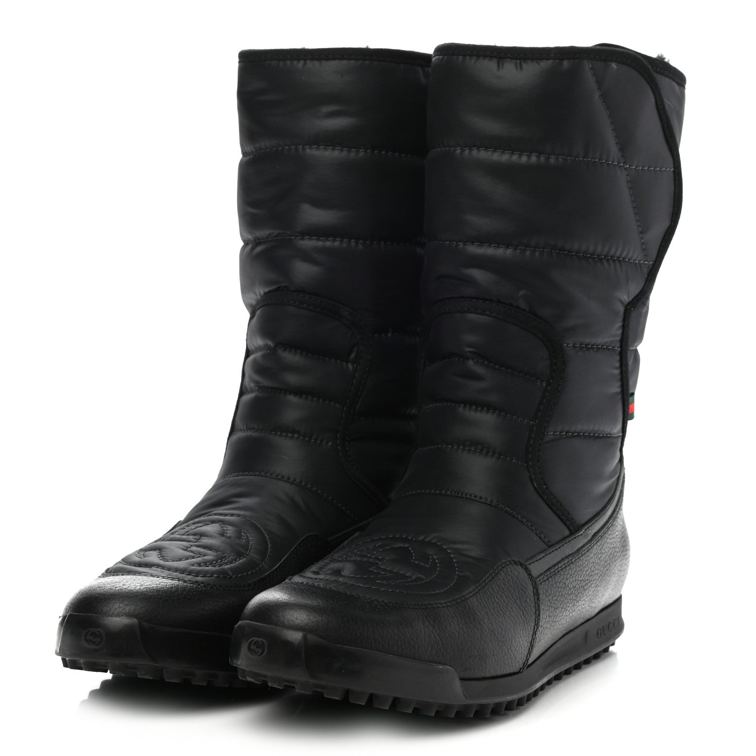 Gucci Calfskin Nylon Quilted Boots 38.5 Black 3 of 7