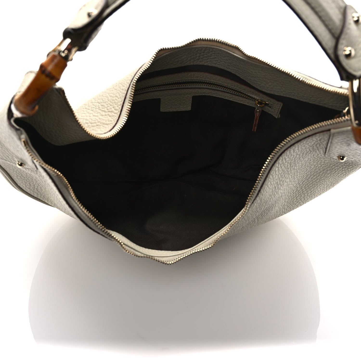 Gucci Pebbled Calfskin Bamboo Ring Hobo Ivory 6 of 10