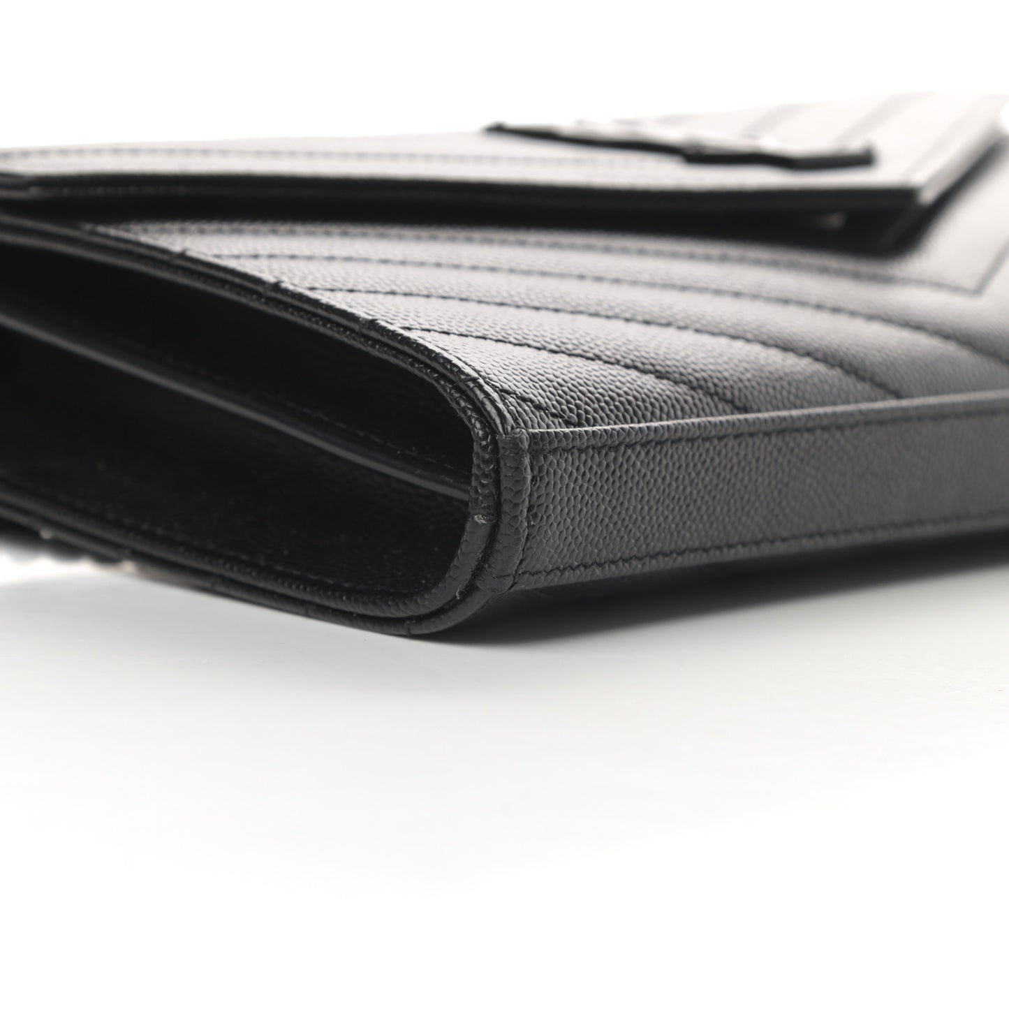 Grain De Poudre Matelasse Chevron Monogram Chain Wallet Black