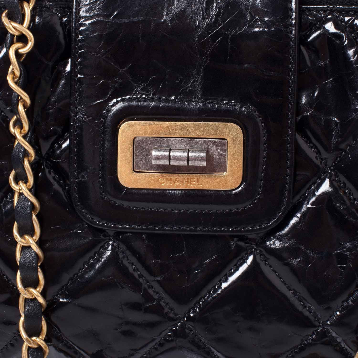 Chanel Glazed Calfskin Mademoiselle Zip Shopping Tote Black 10 of 20