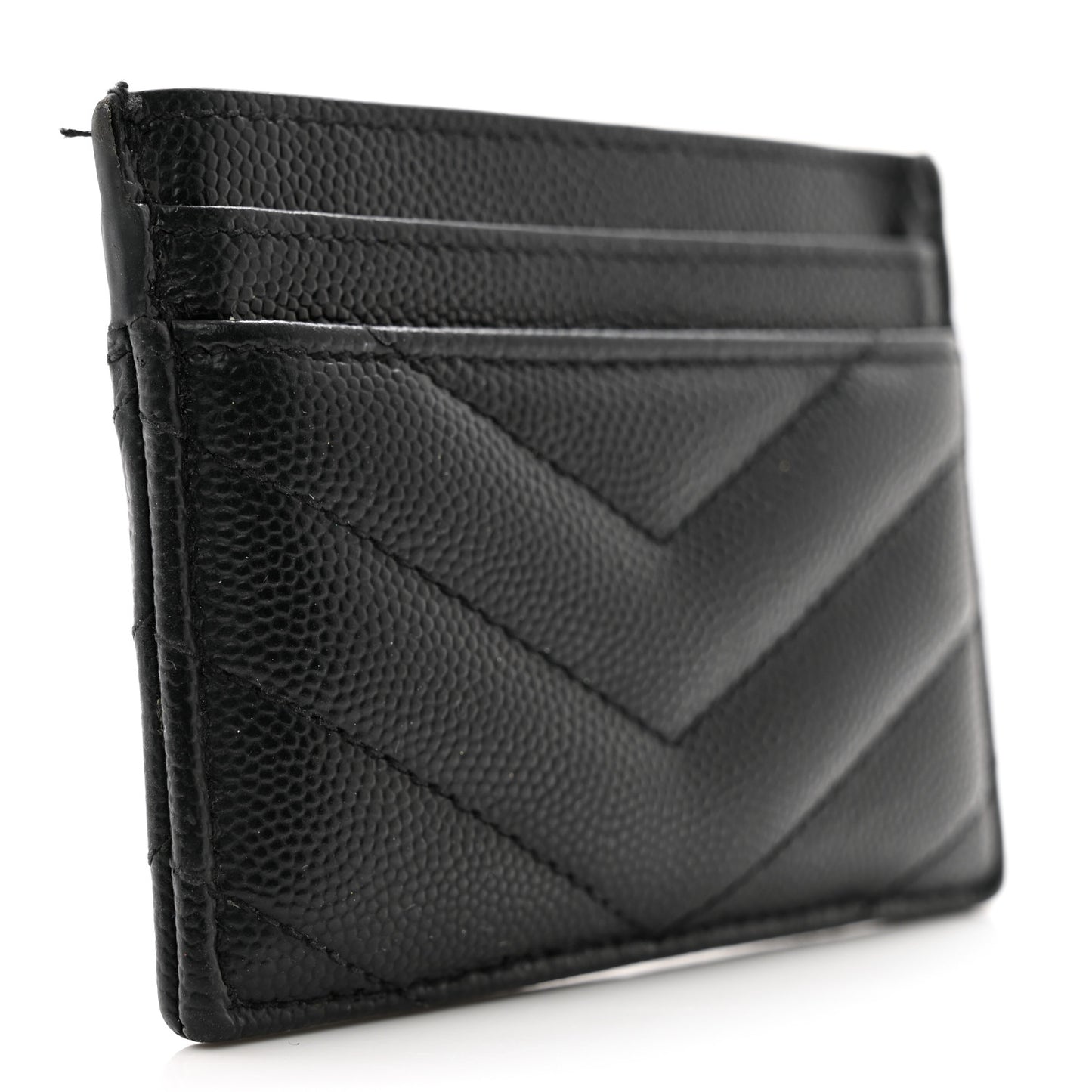 Grain De Poudre Matelasse Chevron Monogram Credit Card Case Black