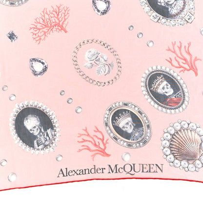 Alexander McQueen Silk Skull Gems Print Scarf Pink 2 of 3