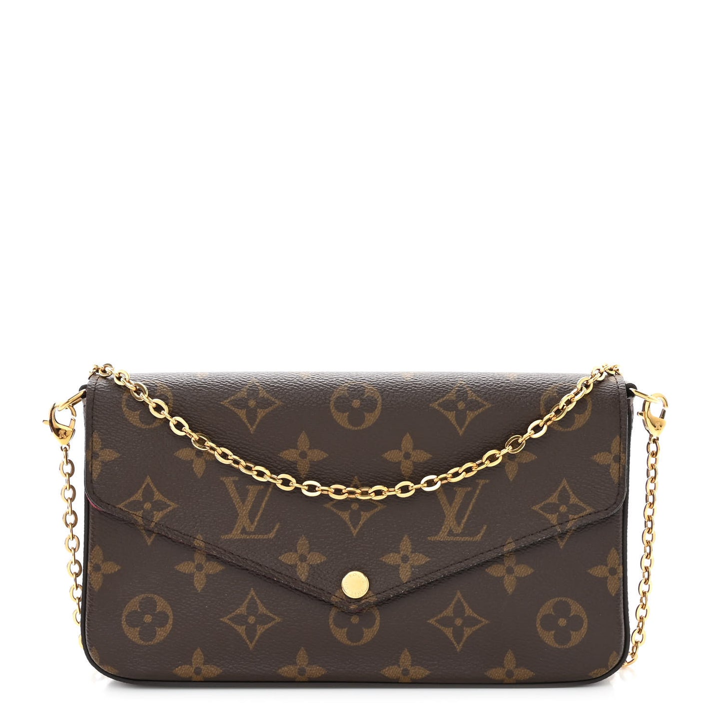 Monogram Pochette Felicie Chain Wallet Fuchsia