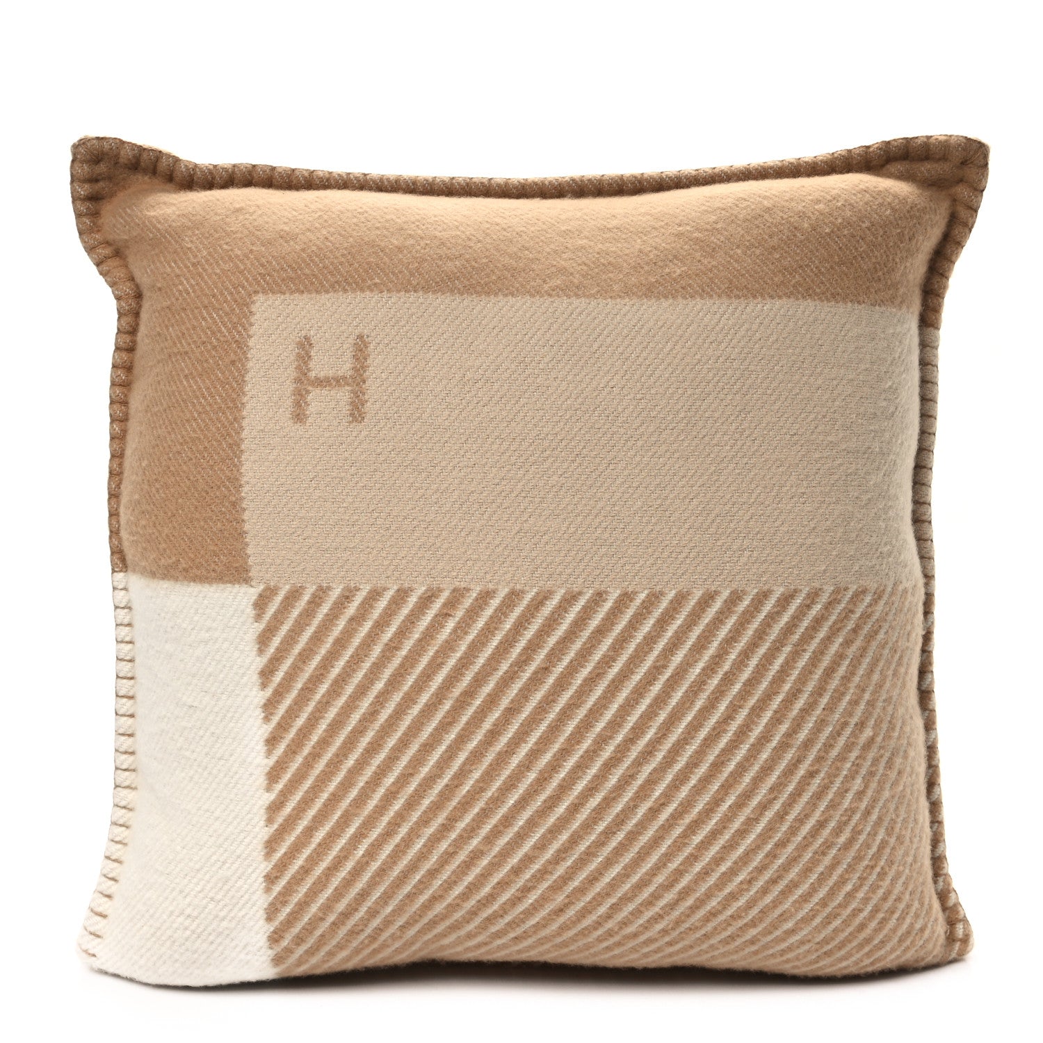 Hermes Wool Cashmere H Riviera Pillow Sable 1 of 3