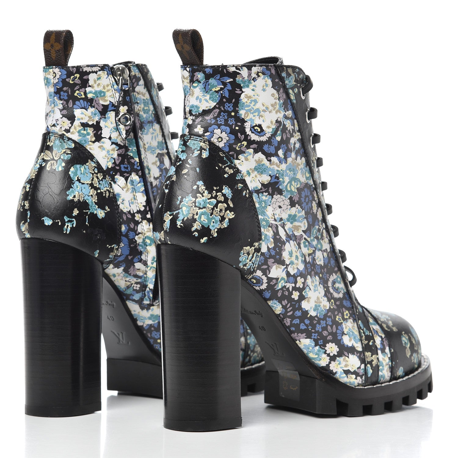 Louis Vuitton Calfskin Floral Star Trail Ankle Boots 40 Black 4 of 9