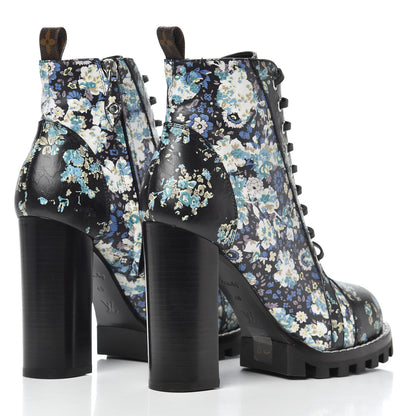 Louis Vuitton Calfskin Floral Star Trail Ankle Boots 40 Black 4 of 9