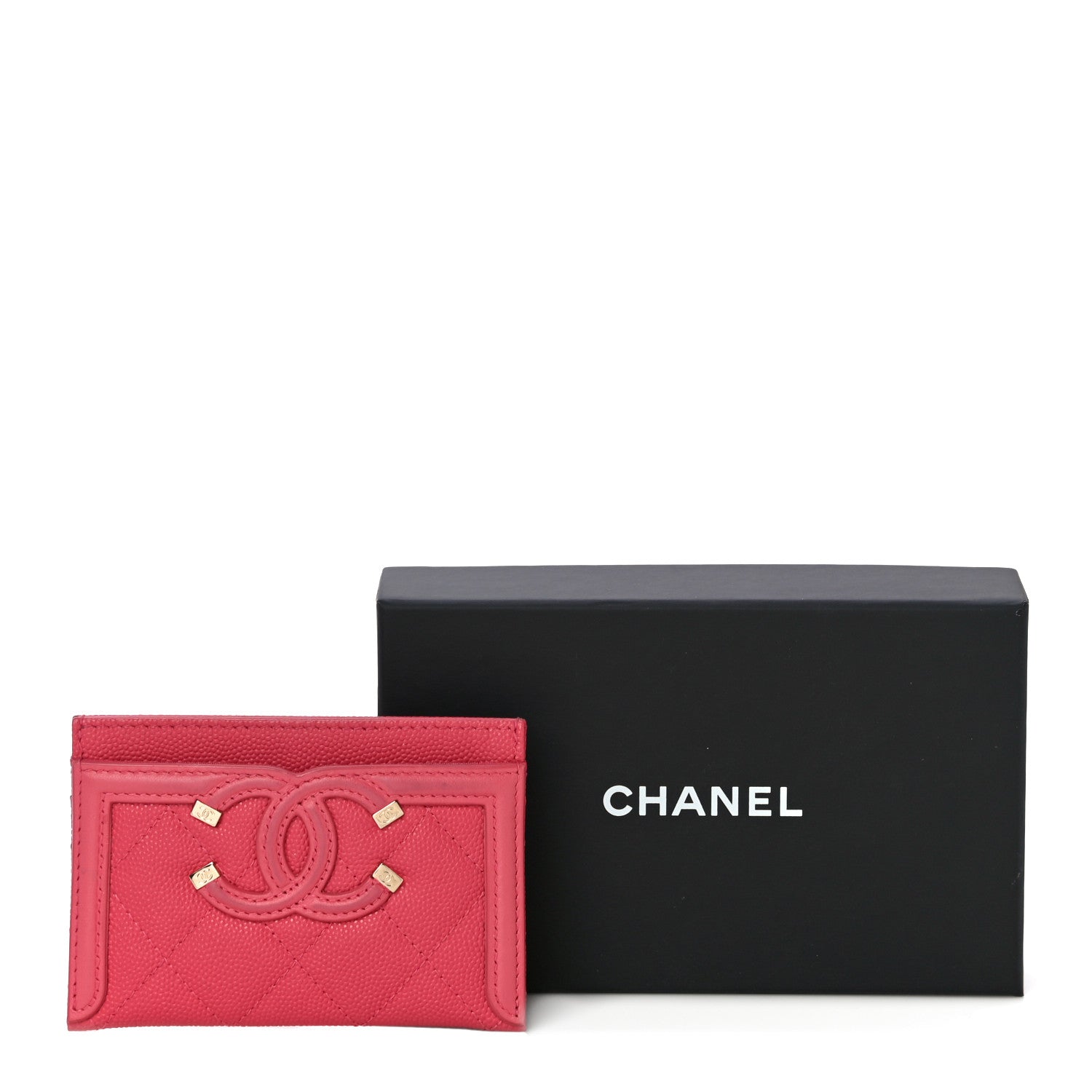 Chanel Caviar Quilted Filigree Card Holder Pink 17 of 17