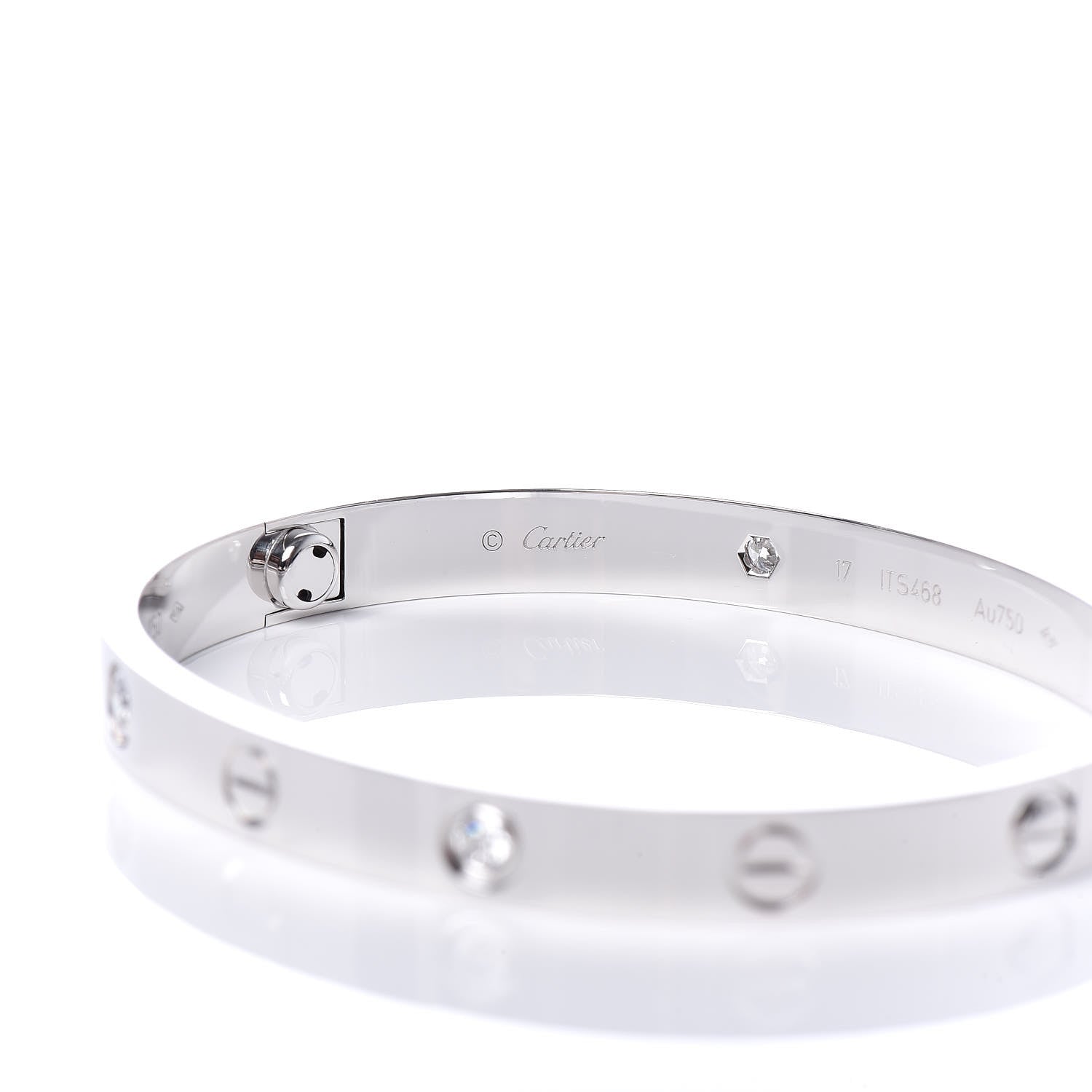 Cartier 18K White Gold 4 Diamond LOVE Bracelet 17 5 of 7
