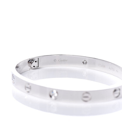 Cartier 18K White Gold 4 Diamond LOVE Bracelet 17 5 of 7