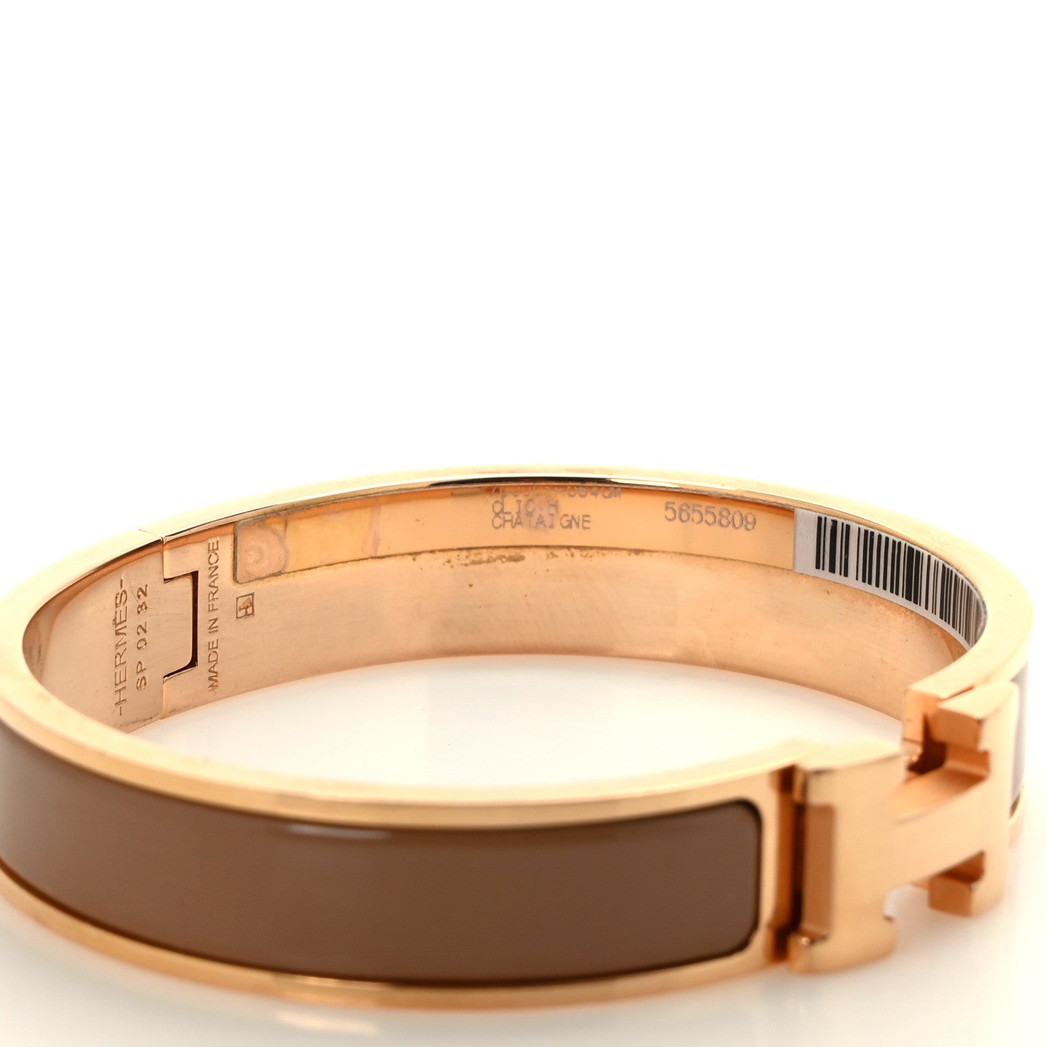 Hermes Enamel Narrow Clic Clac H Bracelet PM Chataigne 5 of 6