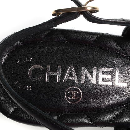 Chanel Calfskin Quilted Star CC Thong Sandals Black 38.5 5 of 7