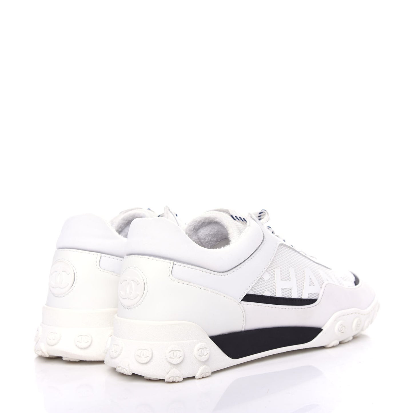 Calfskin Mesh Lycra Womens Logo Sneakers 38.5 White