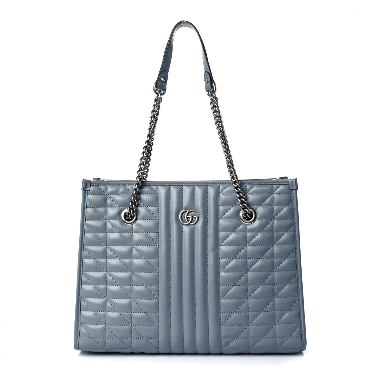 Calfskin Matelasse Aria Medium GG Marmont Shoulder Tote Deep Grey