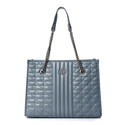 Gucci Calfskin Matelasse Aria Medium GG Marmont Shoulder Tote Deep Grey 1 of 10
