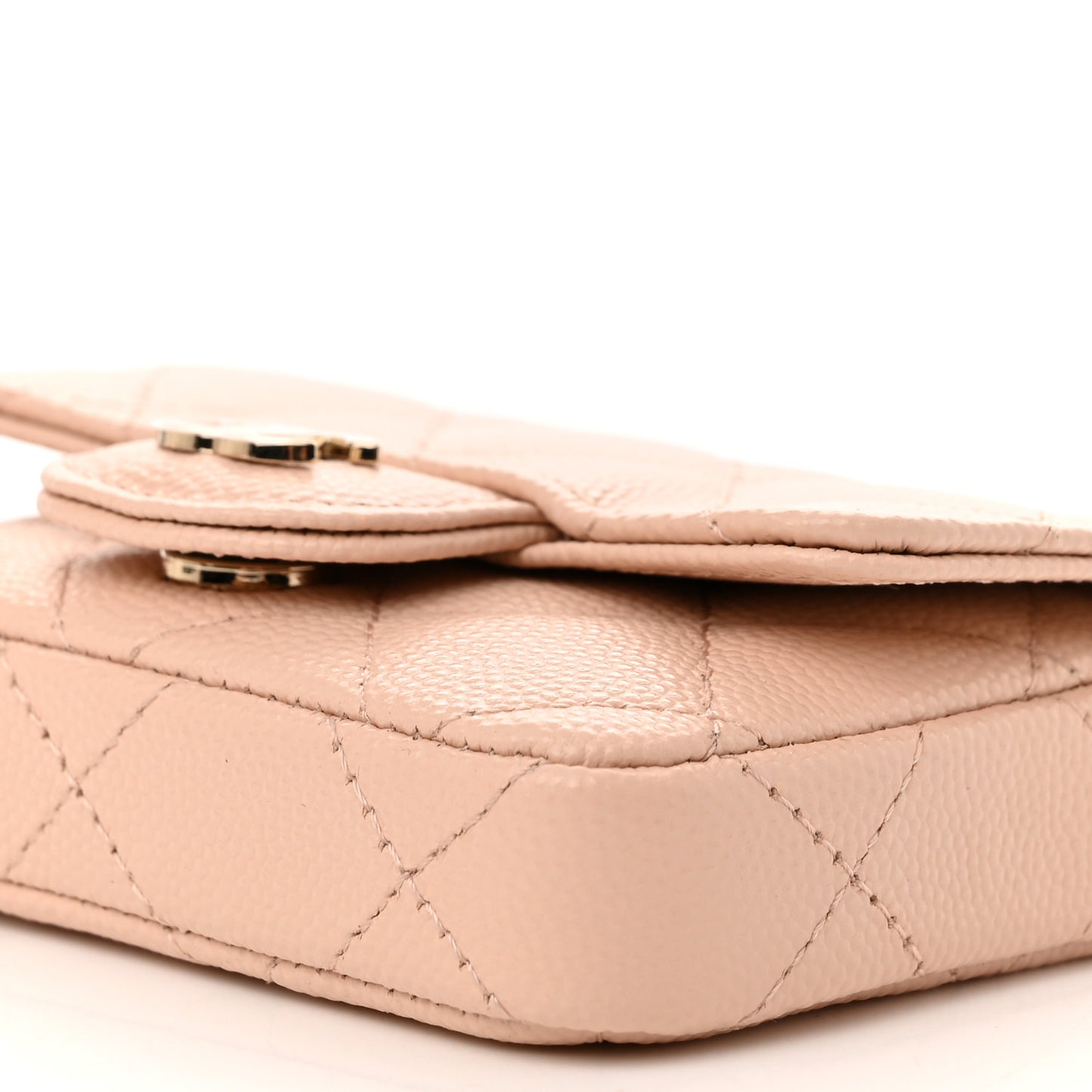 Caviar Quilted Mini Chain Belt Bag Light Beige