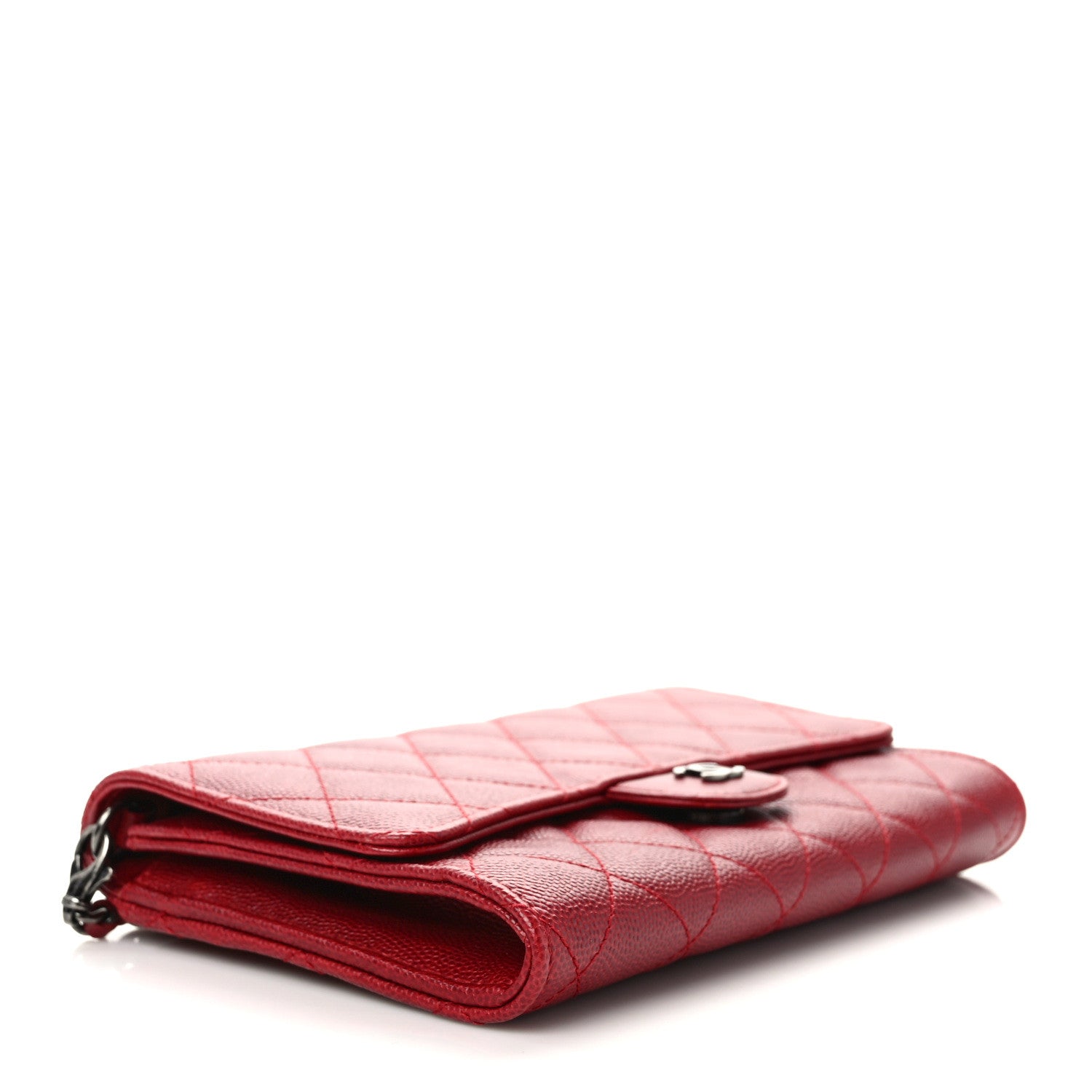 Chanel Caviar Quilted Wallet on Removable Chain Red 5 of 12