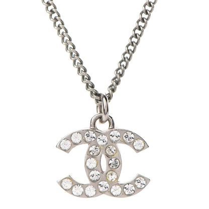Chanel Crystal Timeless CC Necklace Silver 3 of 6