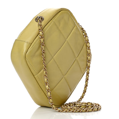 Chanel Lambskin Quilted Diamond Clutch With Chain Light Green 3 of 18