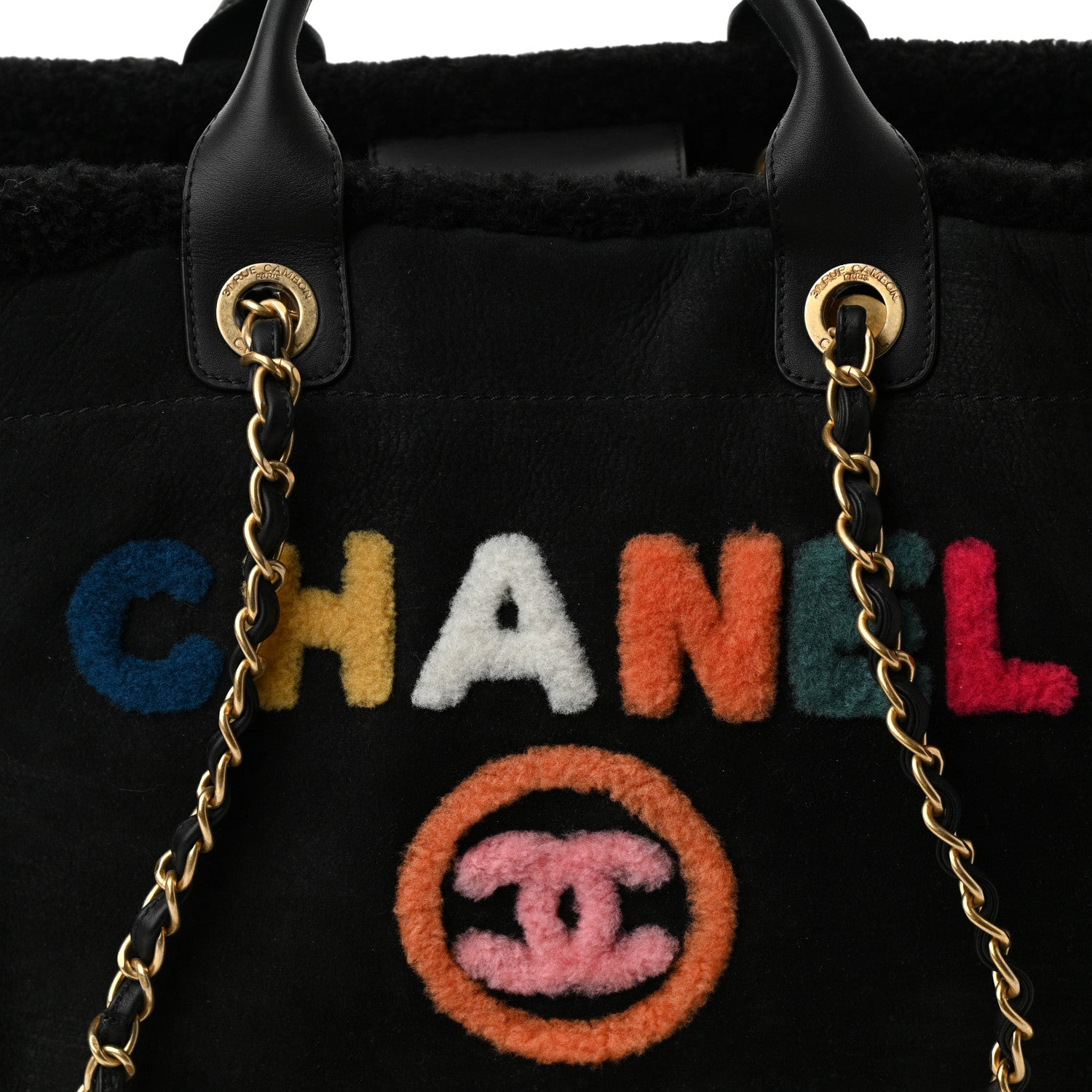 Chanel Shearling Large Deauville Tote Black 8 of 10
