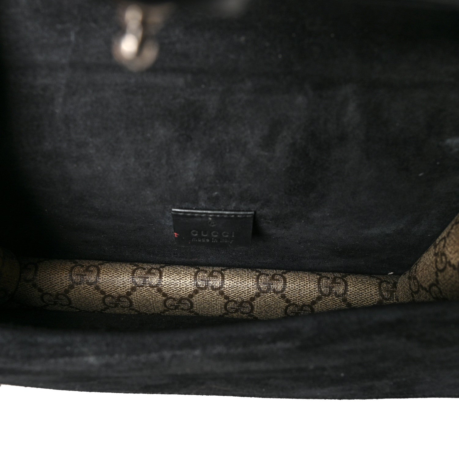 Gucci GG Supreme Monogram Suede Crystal Small Dionysus Shoulder Bag Beige Ebony Black 5 of 11