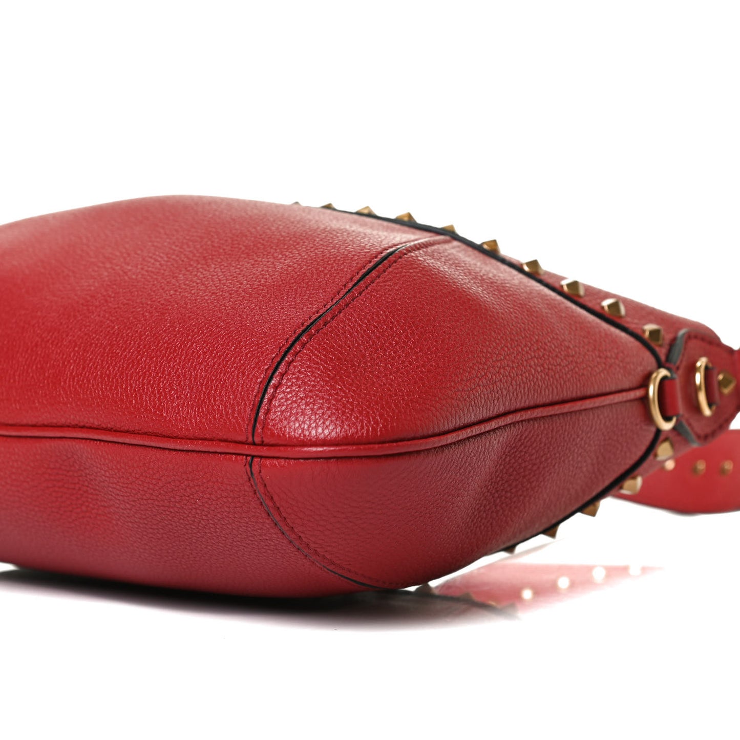 Grained Calfskin Medium Twinkle Studs Hobo Rosso Valentino