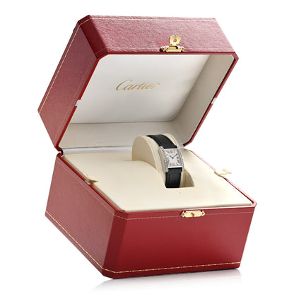 Cartier 18K White Gold Calfskin Diamond Bezel 20mm Tank Francaise Quartz Watch 5 of 5
