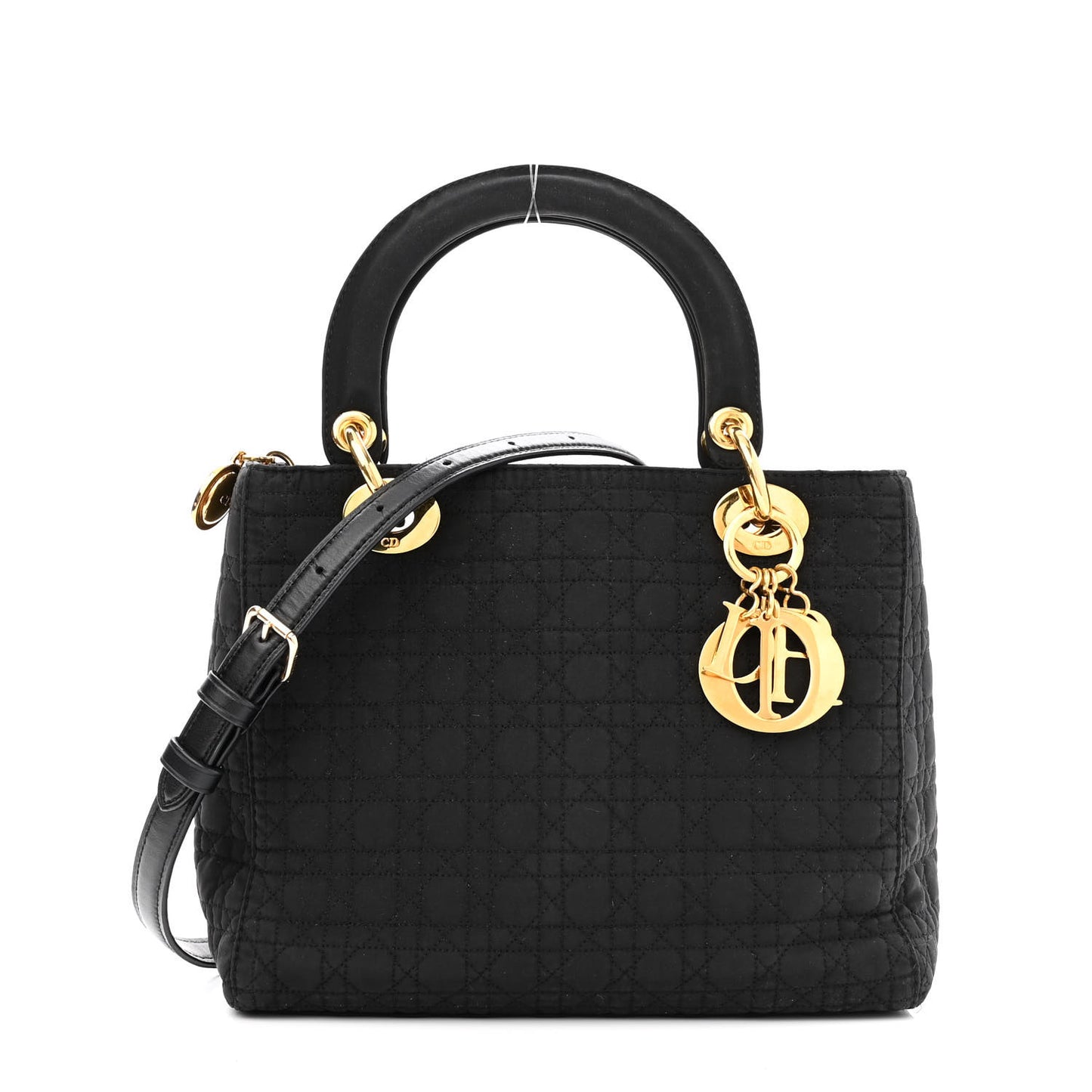 Nylon Cannage Medium Lady Dior Black