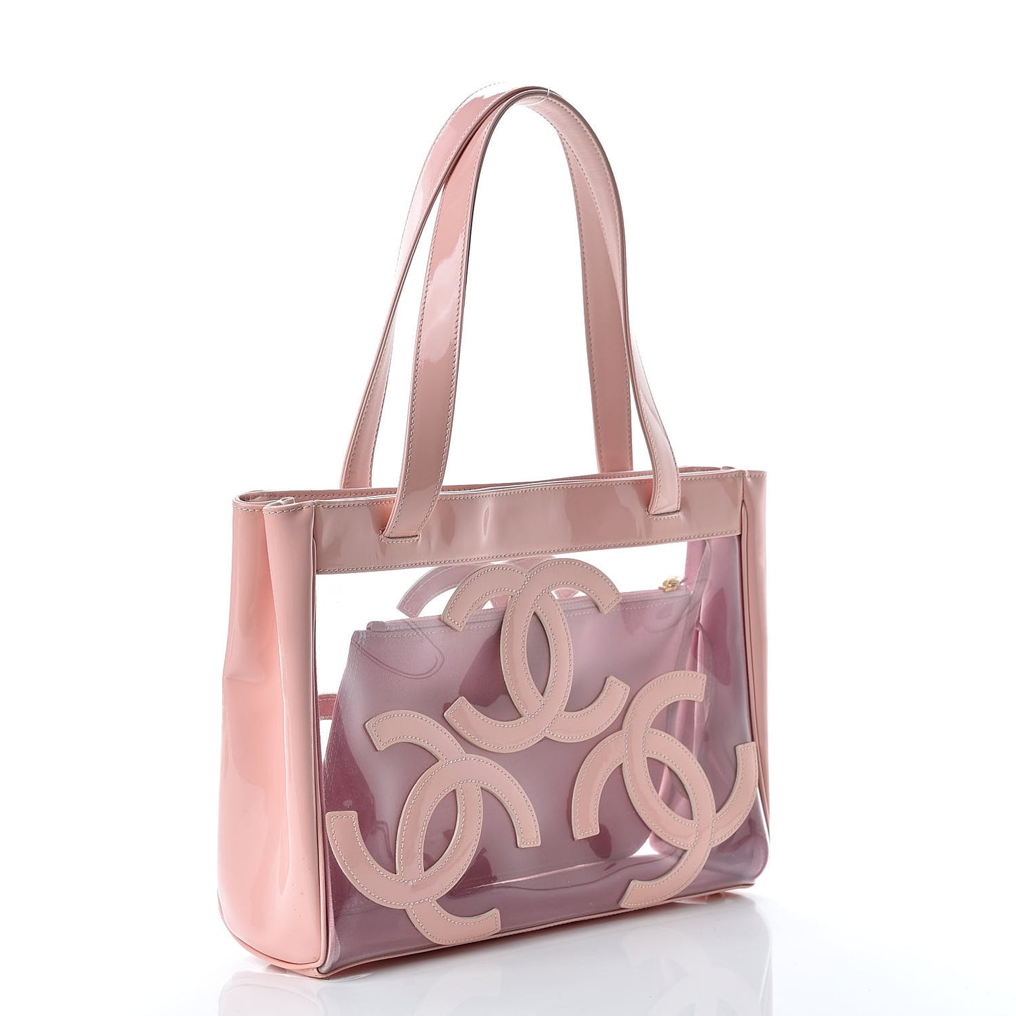 Vinyl Patent CC Logo Beach Tote Pink