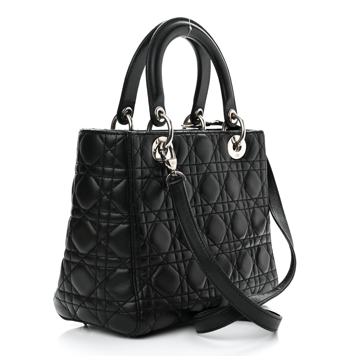 Christian Dior Lambskin Cannage Medium Lady Dior Black 2 of 9