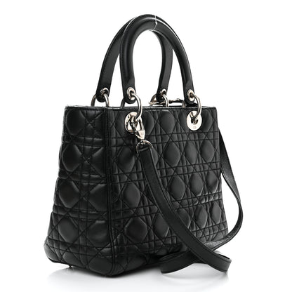 Christian Dior Lambskin Cannage Medium Lady Dior Black 2 of 9