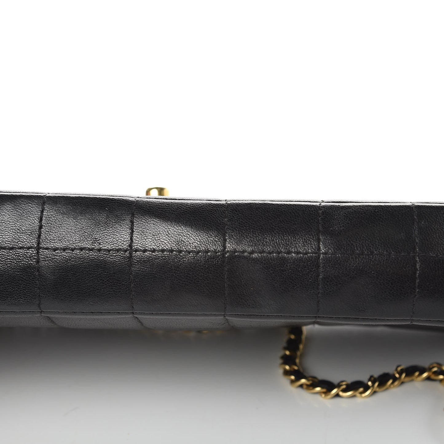 Lambskin East West Chocolate Bar Flap Black