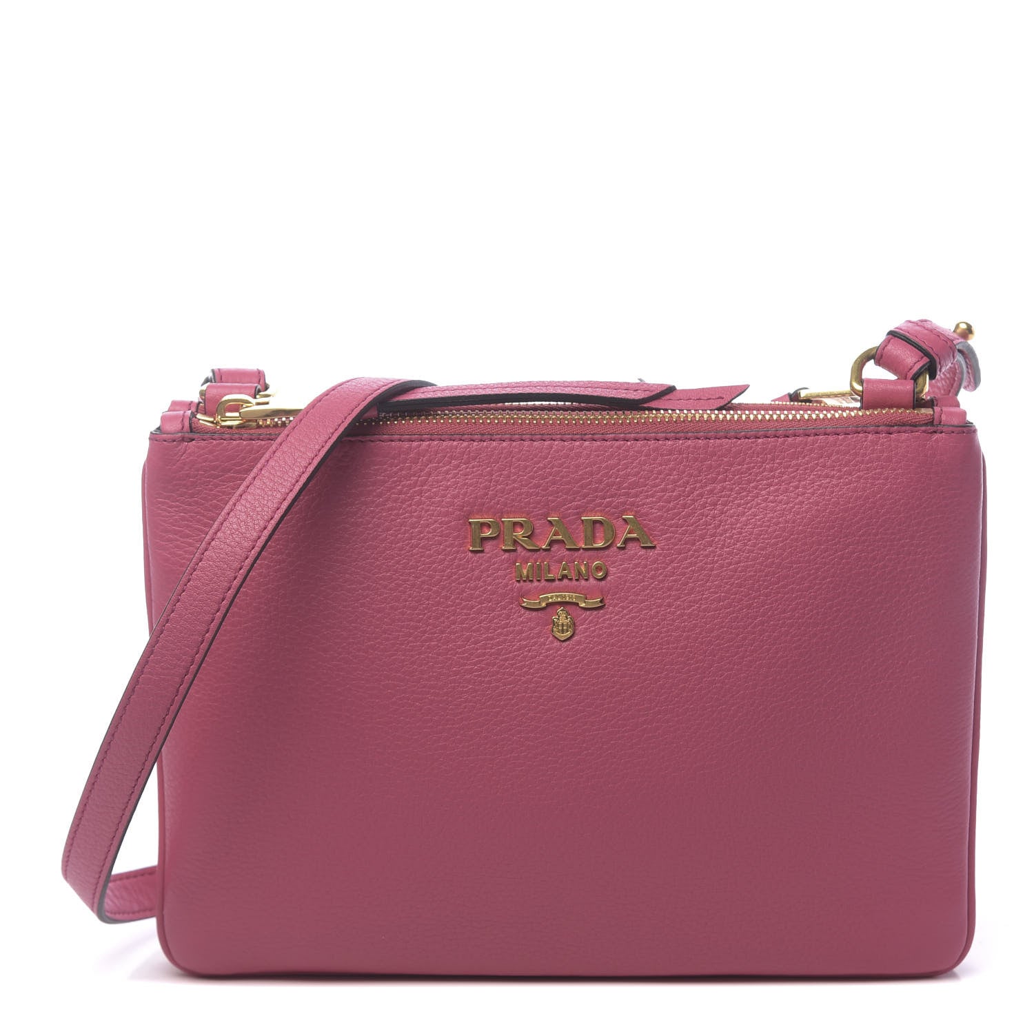 Prada Vitello Phenix Double Zip Crossbody Bag Peonia 1 of 11