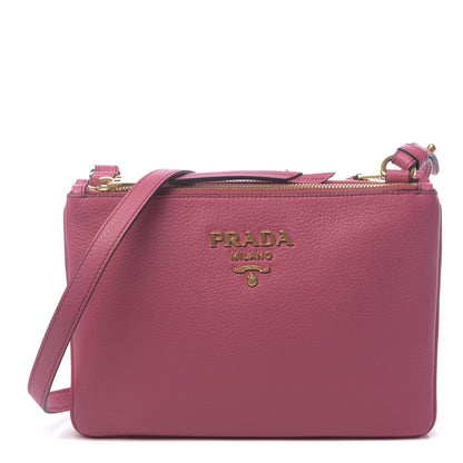 Prada Vitello Phenix Double Zip Crossbody Bag Peonia 1 of 11