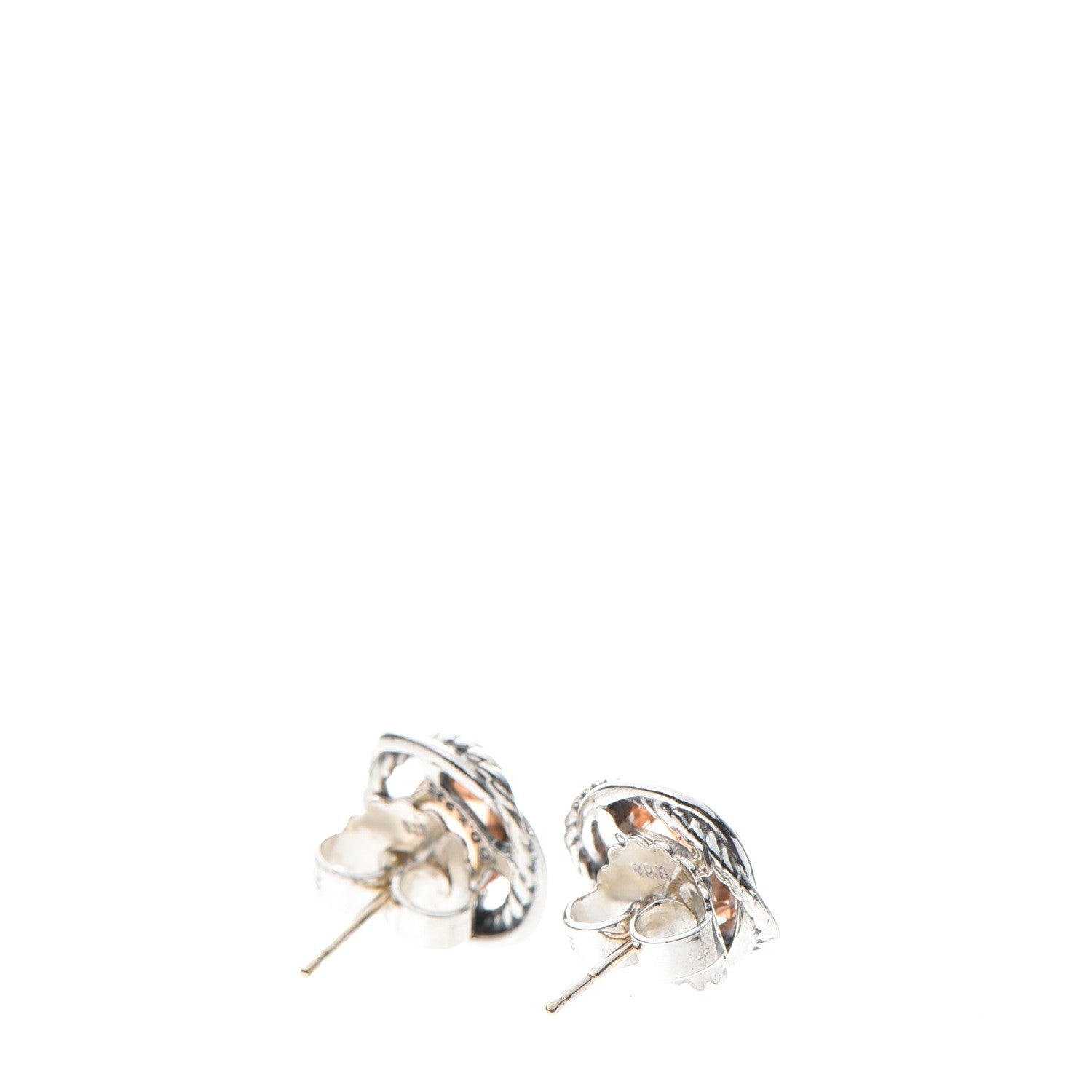 David Yurman Sterling Silver Morganite 7mm Infinity Earrings 3 of 7