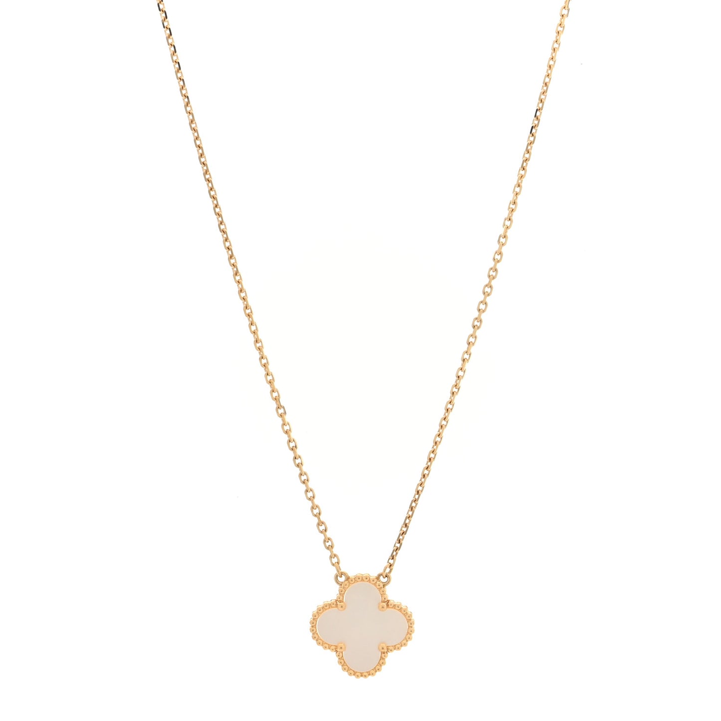 18K Yellow Gold Mother of Pearl Vintage Alhambra Pendant Necklace