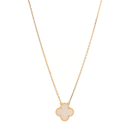 Van Cleef & Arpels 18K Yellow Gold Mother of Pearl Vintage Alhambra Pendant Necklace 1 of 5