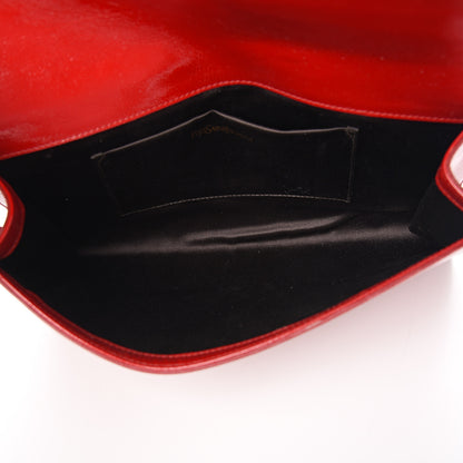 Saint Laurent Textured Patent Monogram Large Belle De Jour Clutch Red 4 of 8