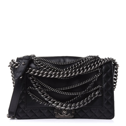 Chanel Calfskin Enchained New Medium Boy Flap Black 1 of 12