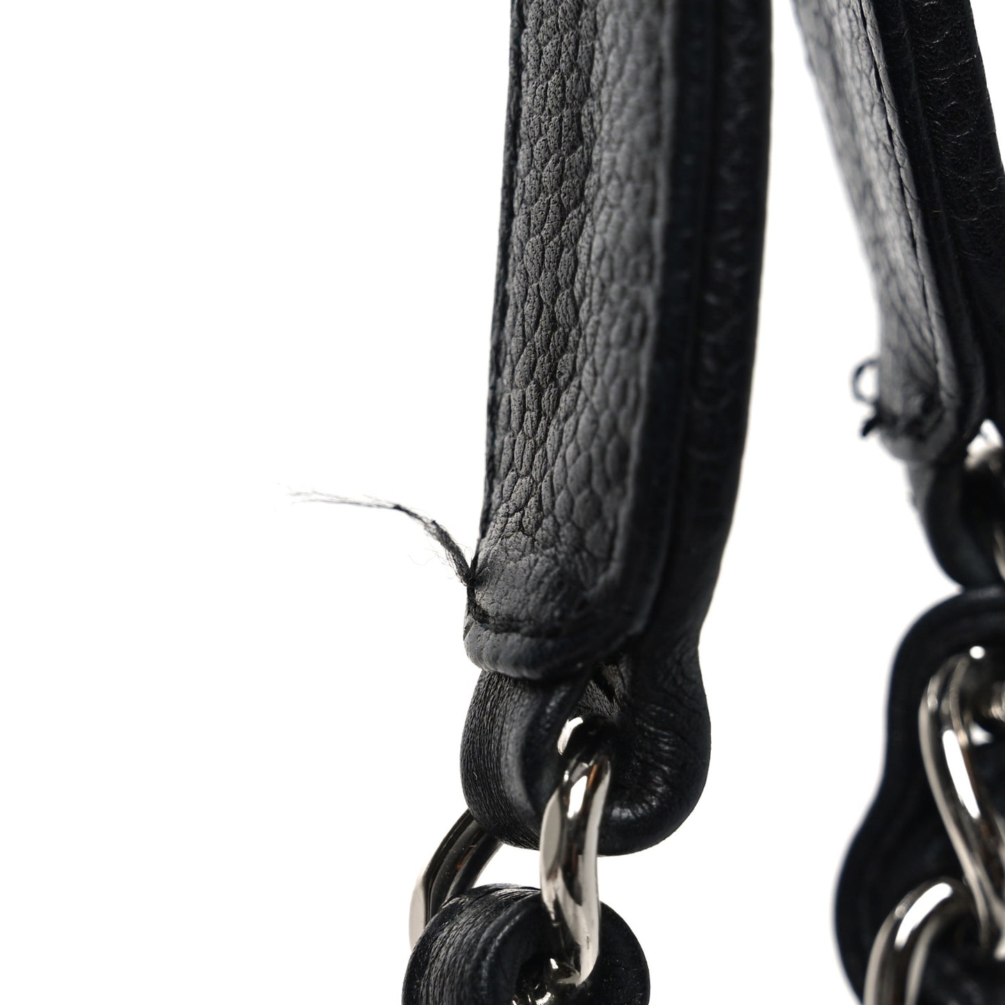 Caviar Quilted Bijoux Chain Shopping Tote Black