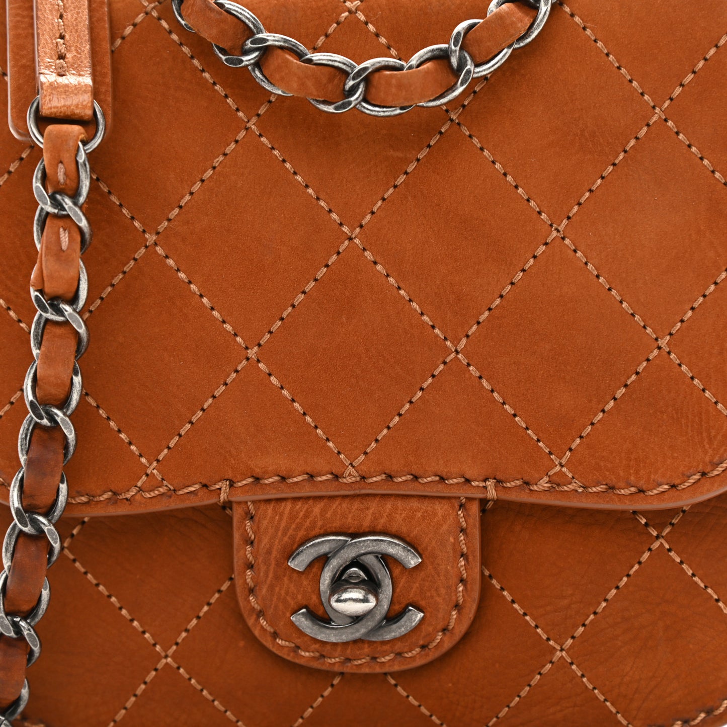Suede Coco Twin Small Flap Marron