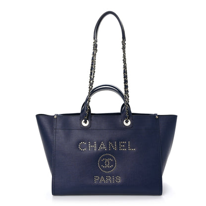 Chanel Caviar Medium Studded Deauville Tote Navy 1 of 11