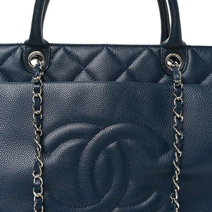 Chanel Caviar Large Soft CC Top Handle Tote Navy Blue 7 of 9