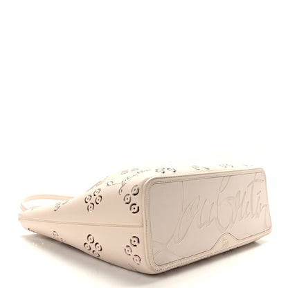 Christian Louboutin Calfskin Perforated Small Loubinthesky Cabarock Spikes Tote Snow 4 of 8