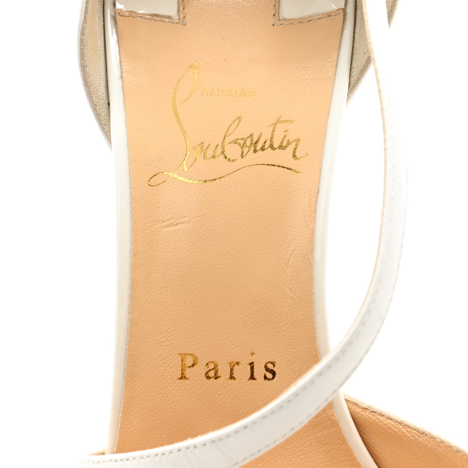 Christian Louboutin Patent Kid Round And Square 100 Pumps 38 Bianco 6 of 12