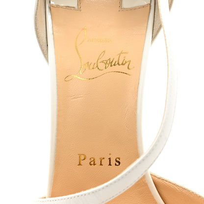 Christian Louboutin Patent Kid Round And Square 100 Pumps 38 Bianco 6 of 12