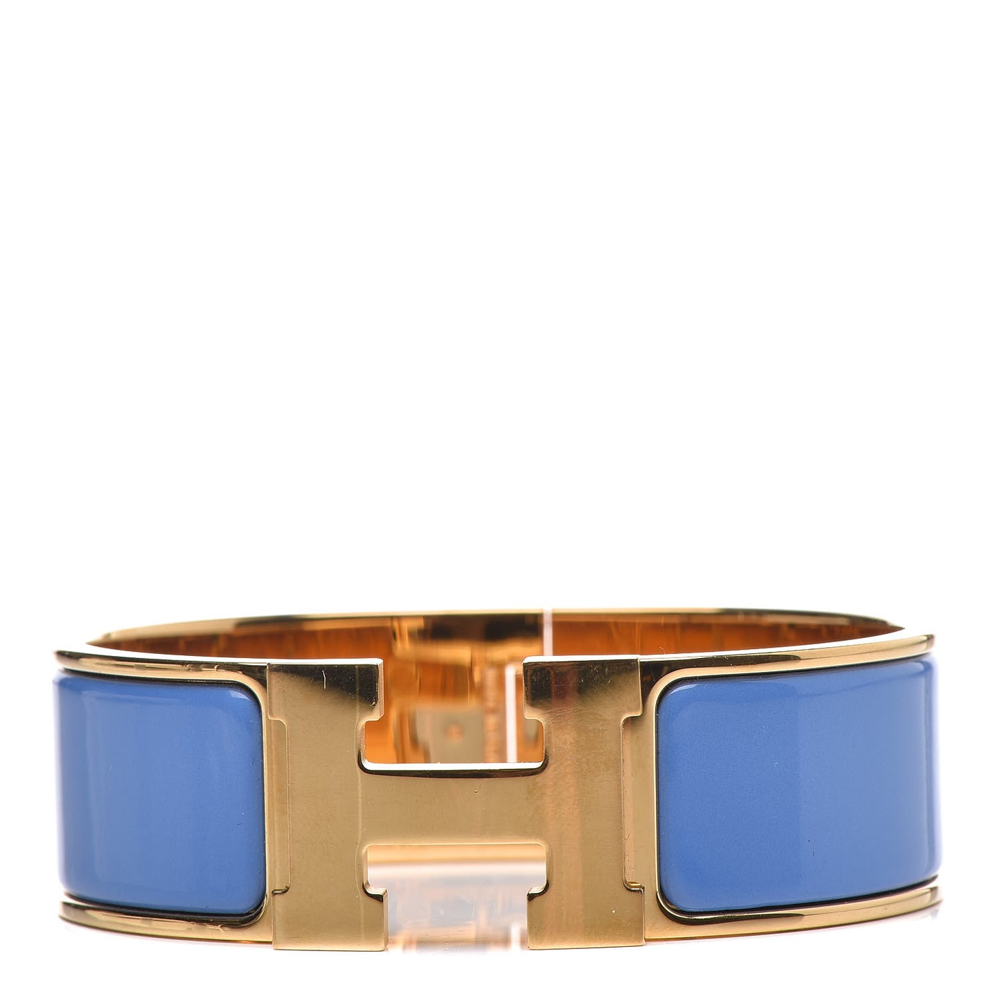Enamel Wide Clic Clac H Bracelet GM Bleu Transat